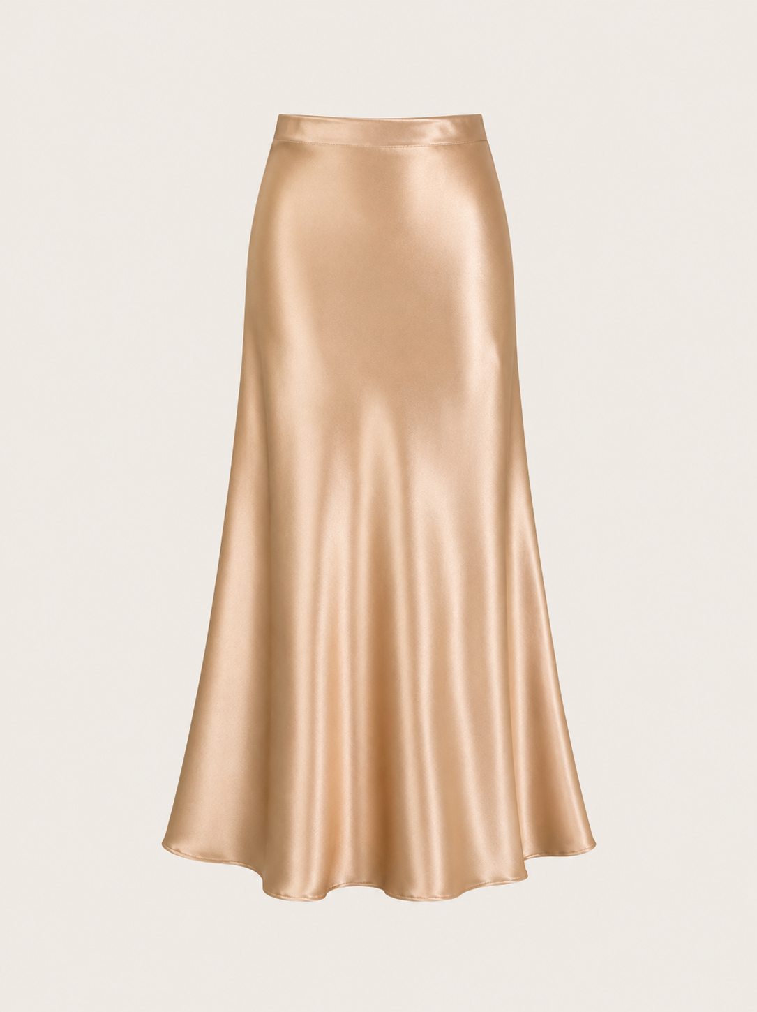 Full-Length Satin Skirt for Women – Elegant Champagne Fish Tail Hem Formal Wear