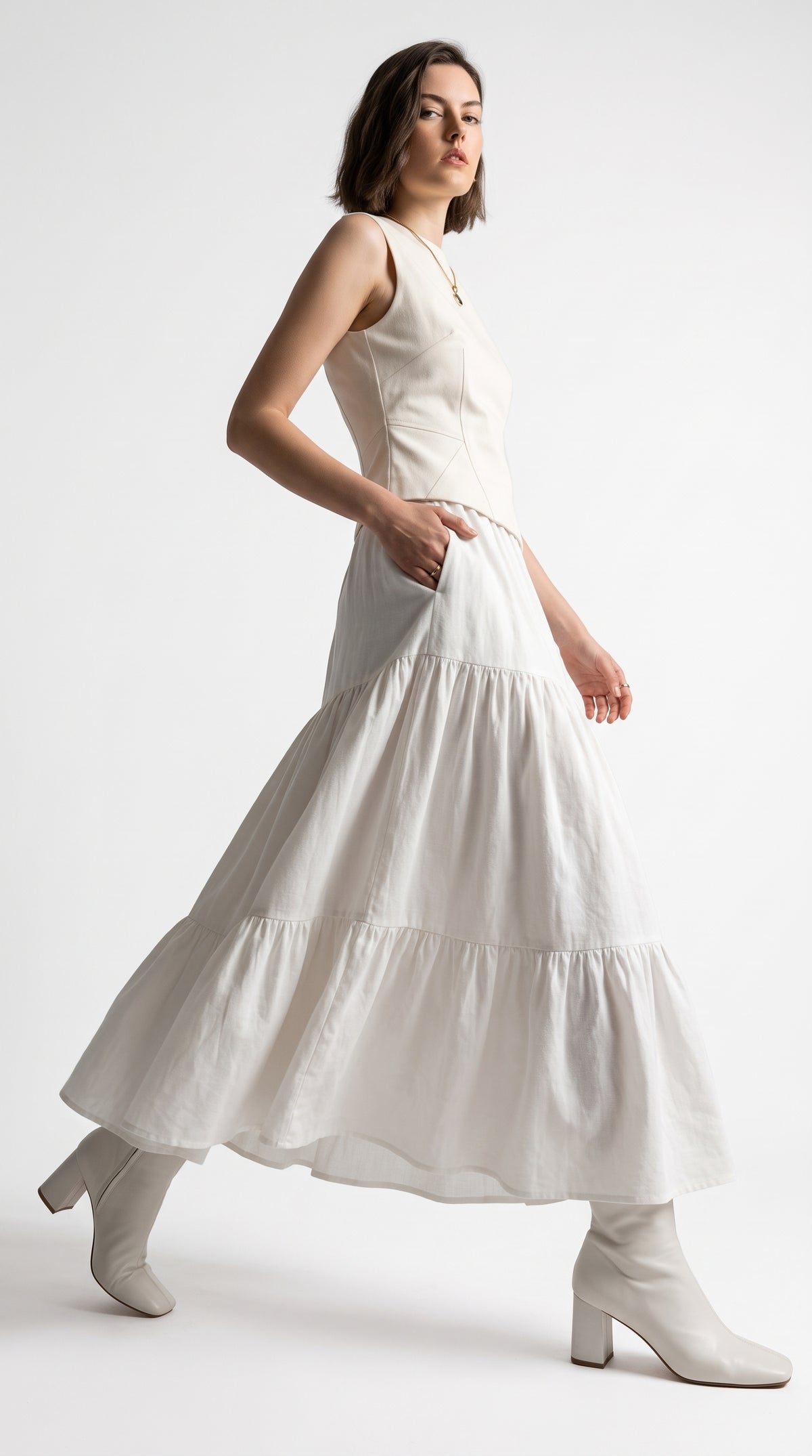 Summer Layered Ruffle Hem Skirt-Soft Cotton Blend Cake Skirt