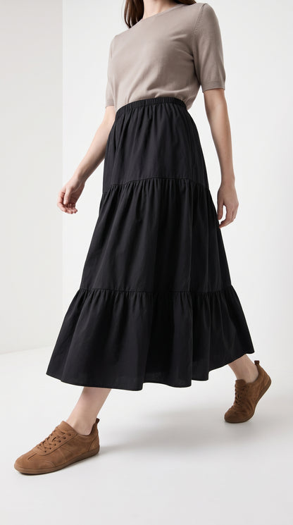 Summer Layered Ruffle Hem Skirt-Soft Cotton Blend Cake Skirt