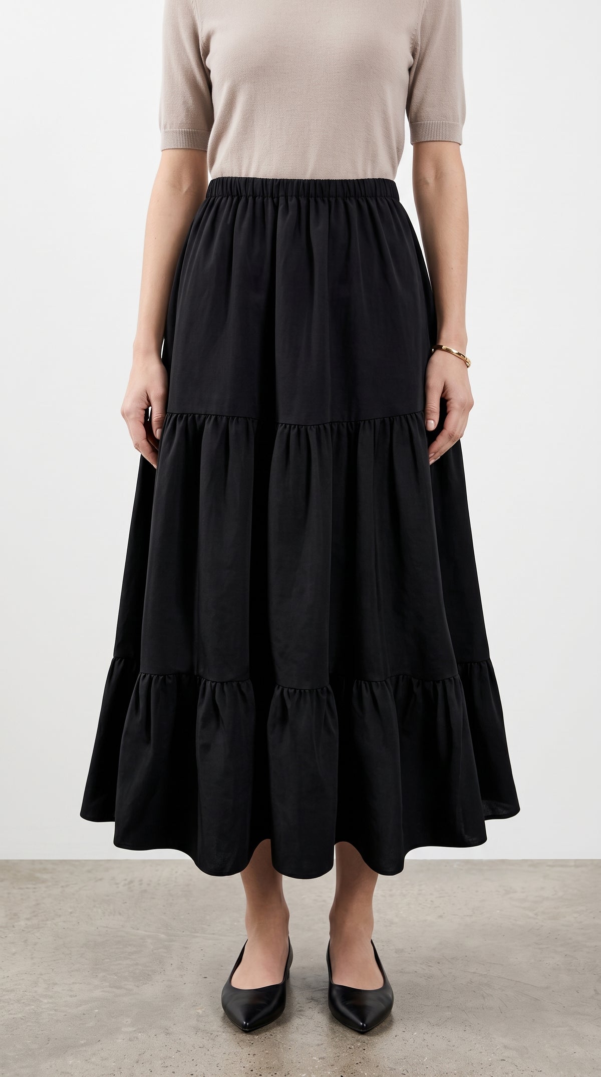Summer Layered Ruffle Hem Skirt-Soft Cotton Blend Cake Skirt